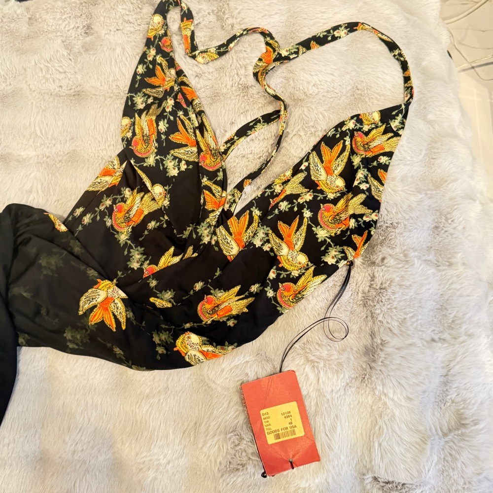 Etro Black Scarf dress with Floral Accents sz 48 New With Tags - Picture 6 of 9